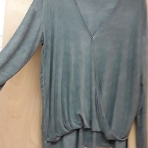 Umgee Grey Dolman Boho Split Tee Top S